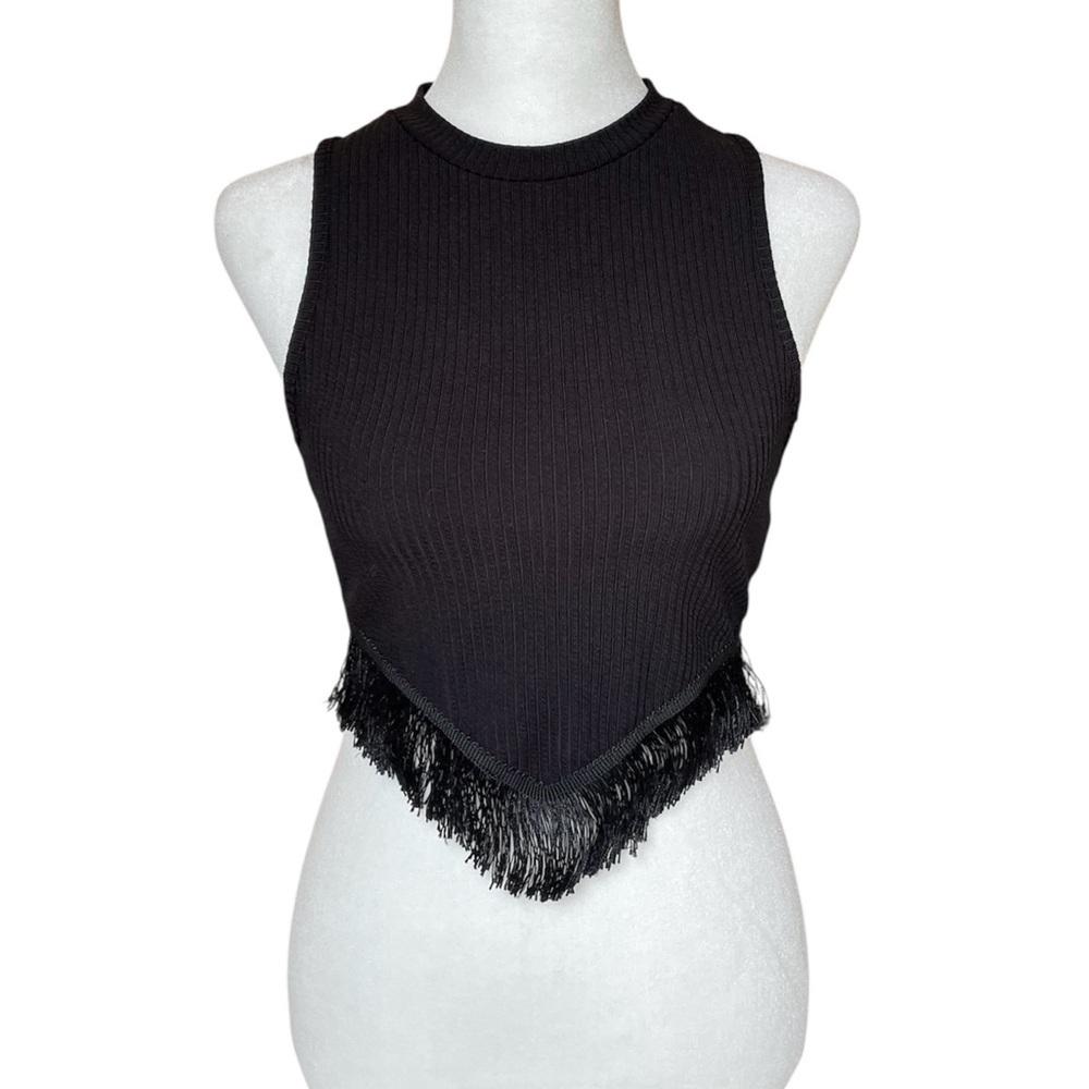 🖤SHEIN Black Sleeveless Fringe Tank Top. Medium. Measurements in pictures.